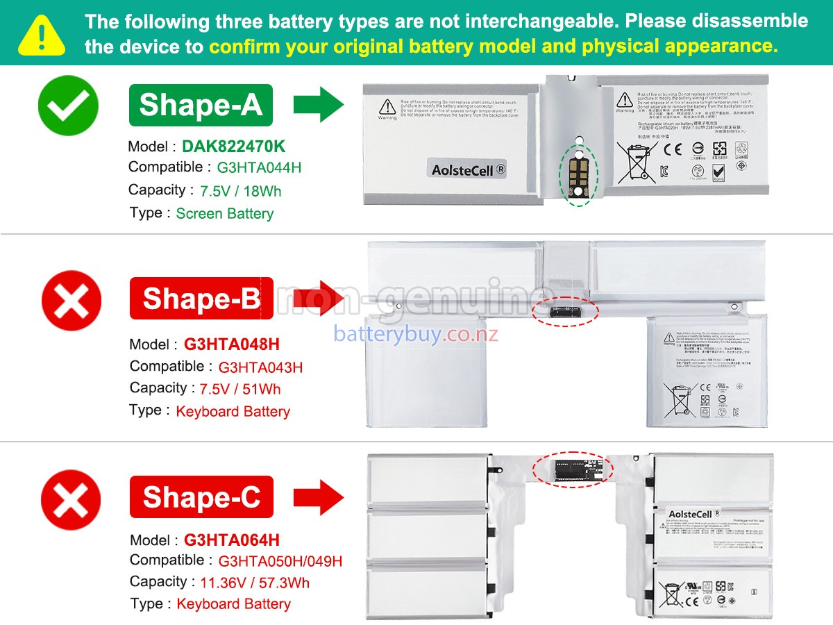 replacement Microsoft Surface BOOK 2 1832 battery