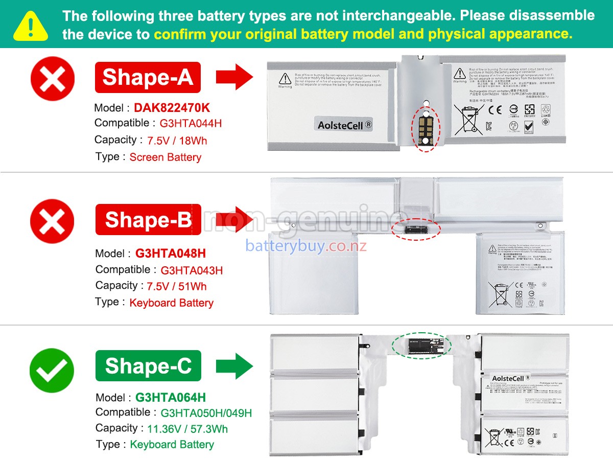 replacement Microsoft Surface BOOK 2 1832 battery