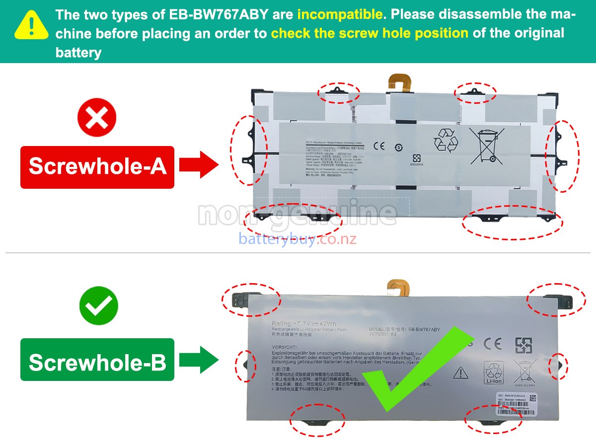 replacement Samsung EB-BW767ABY battery